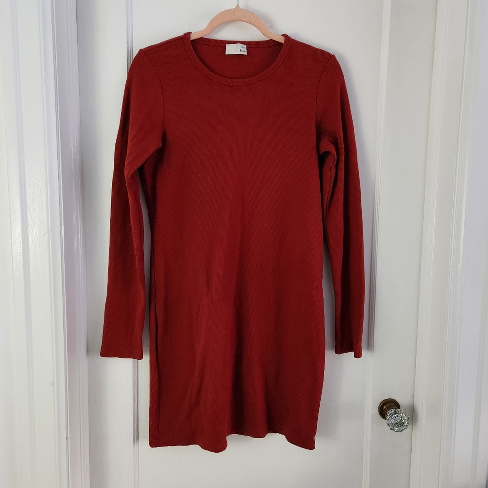 Rust Coloured Ribbed Bodycon Dress From Wilfred Free At Aritzia